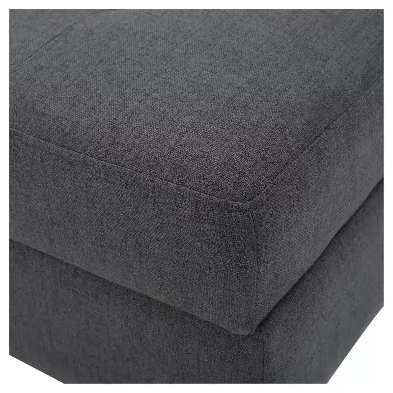 Ottoman de rangement rectangulaire capitonné gris, 1 place