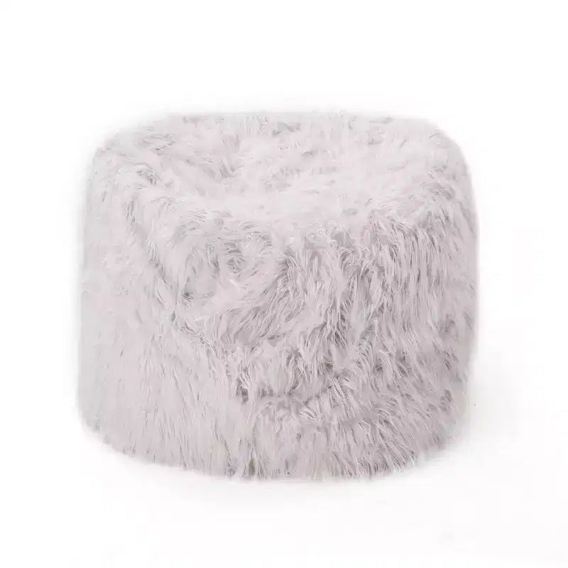 Pouf poire 1 place en fausse fourrure lavande/taupe