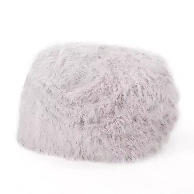 Pouf poire 1 place en fausse fourrure lavande/taupe
