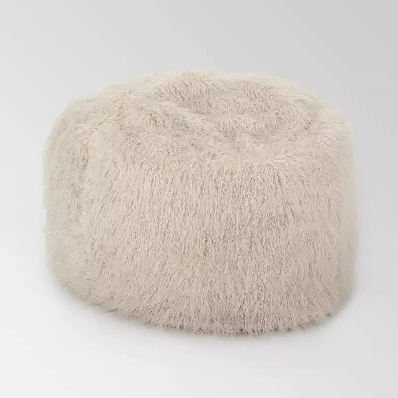 Pouf poire 1 place en fausse fourrure lavande/taupe