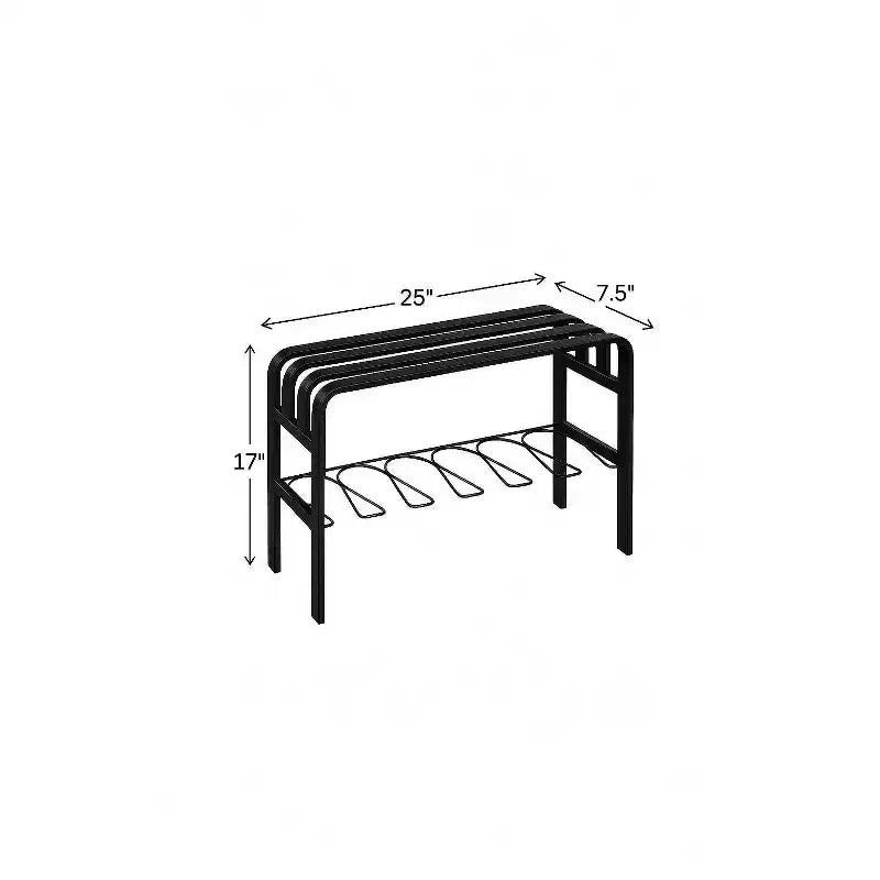 Banc d'entrée en métal noir et blanc avec range-bottes, 1 place