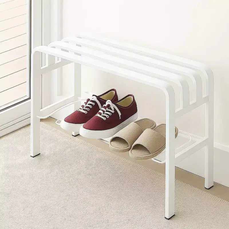 Banc d'entrée en métal noir et blanc avec range-bottes, 1 place
