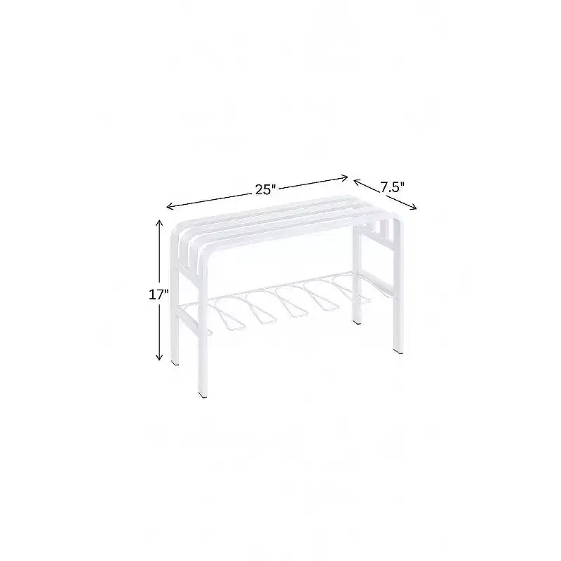 Banc d'entrée en métal noir et blanc avec range-bottes, 1 place