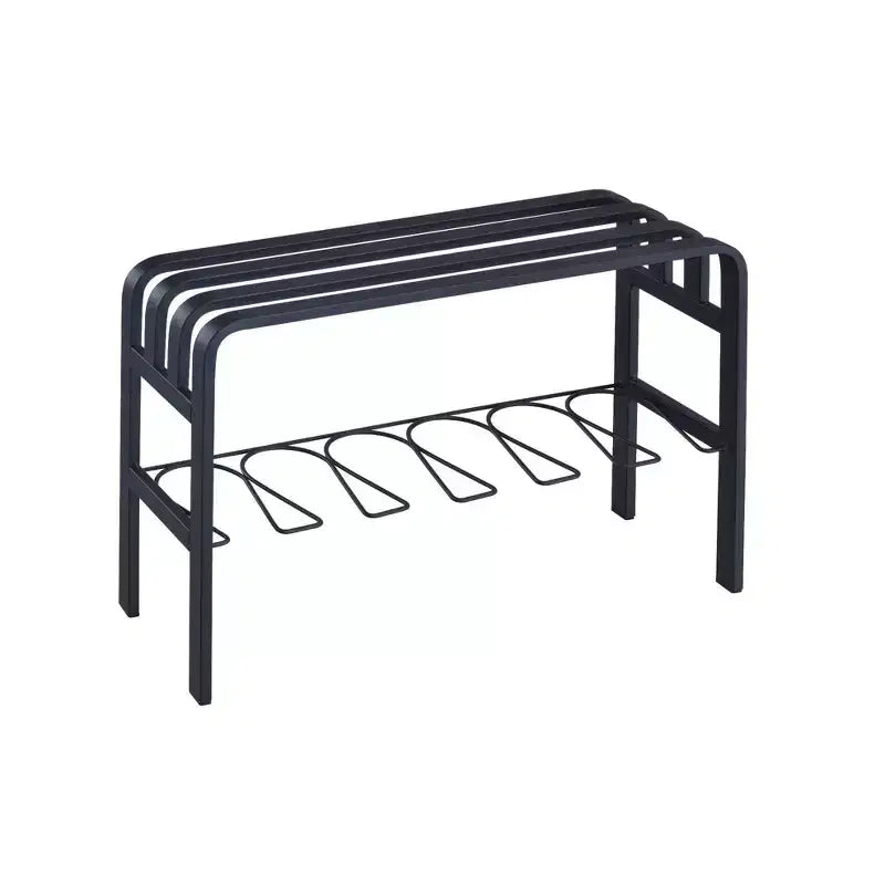 Banc d'entrée en métal noir et blanc avec range-bottes, 1 place