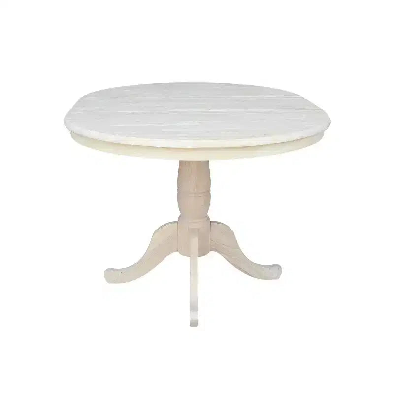Table de salle à manger ronde à pied central, avec abattants, noire/inachevée, 6 places