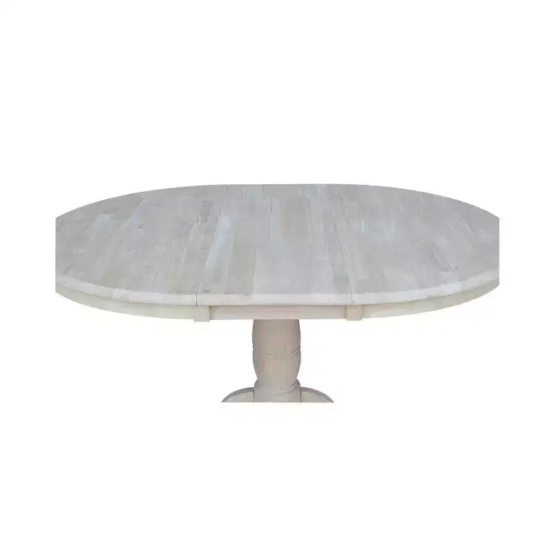 Table de salle à manger ronde à pied central, avec abattants, noire/inachevée, 6 places