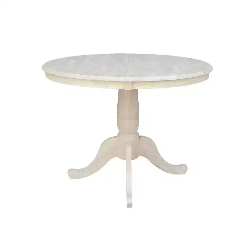 Table de salle à manger ronde à pied central, avec abattants, noire/inachevée, 6 places