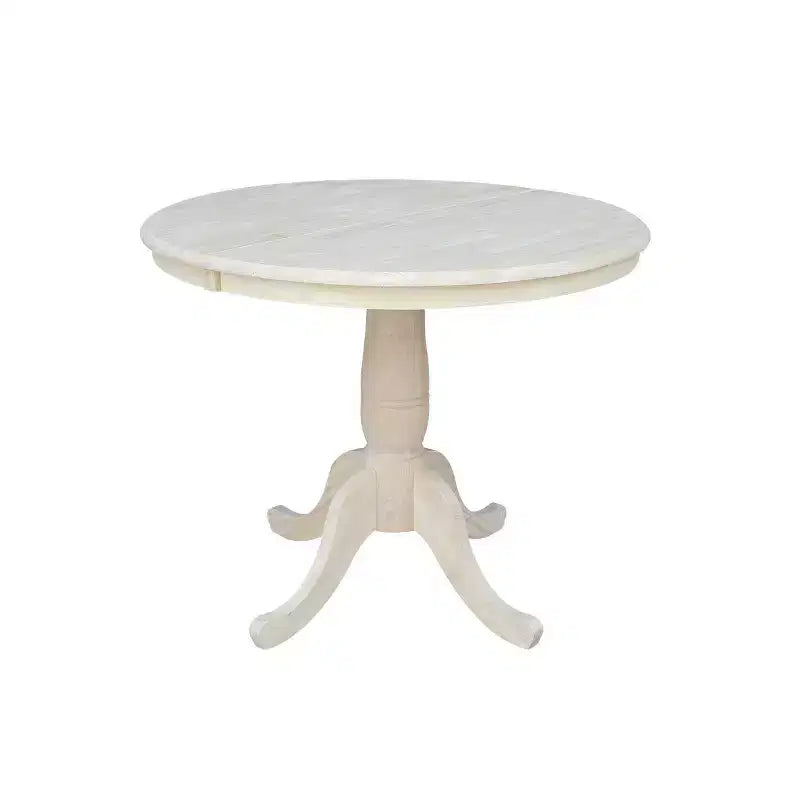 Table de salle à manger ronde à pied central, avec abattants, noire/inachevée, 6 places