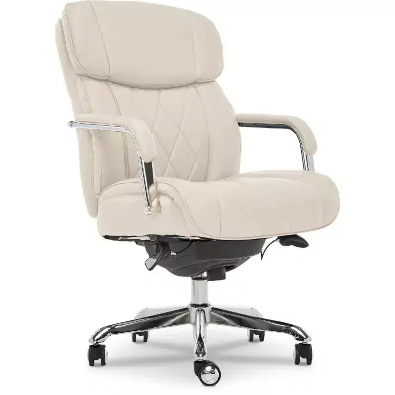 Fauteuil de bureau en cuir reconstitué marron avec accoudoirs rembourrés, réglable en hauteur, 1 personne