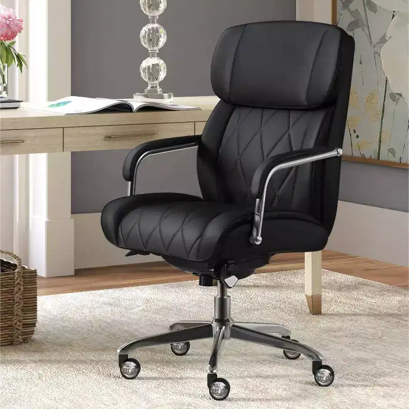 Fauteuil de bureau en cuir reconstitué marron avec accoudoirs rembourrés, réglable en hauteur, 1 personne