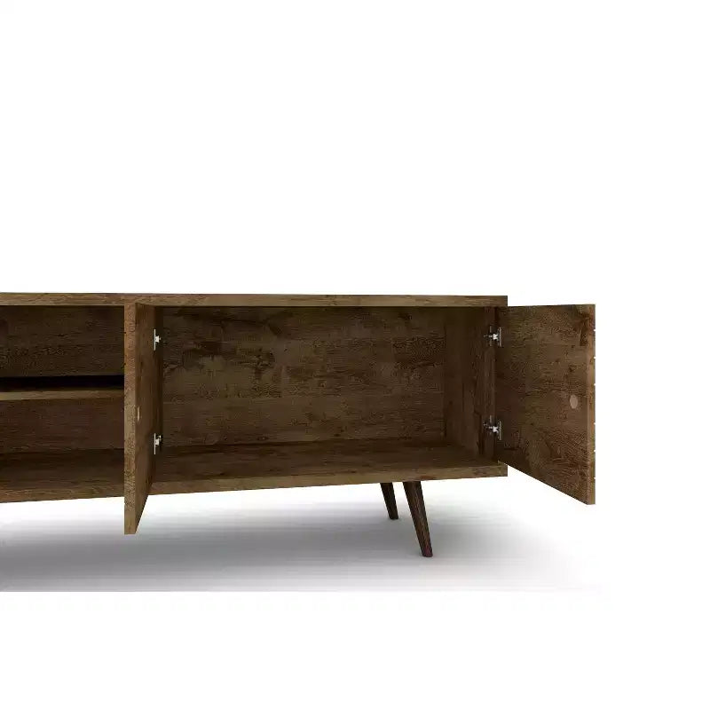 Meuble TV en MDF avec 2 étagères et 2 portes d'armoire, convient jusqu'à 60", 1 personne