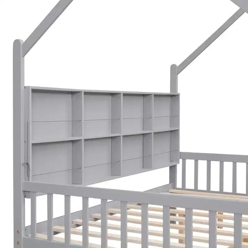 Lit cabane blanc pour enfants avec tiroir gigogne et étagère, taille simple/double, 2 couchages