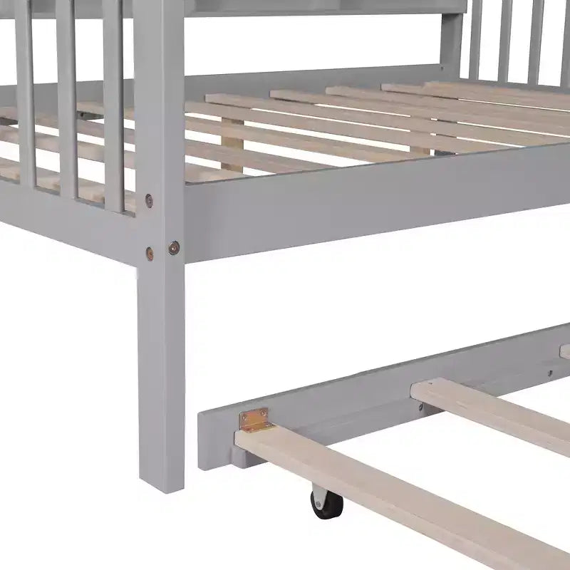 Lit cabane blanc pour enfants avec tiroir gigogne et étagère, taille simple/double, 2 couchages
